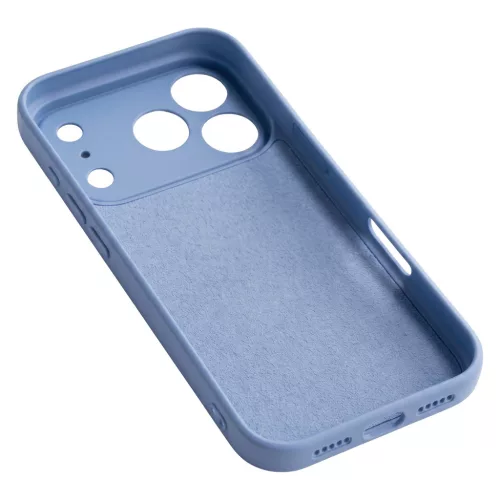 iPhone 17 Pro / 18 Pro (6,3") szilikon tok, hátlap tok, velúr belső, égkék, matt, Silicone Case 