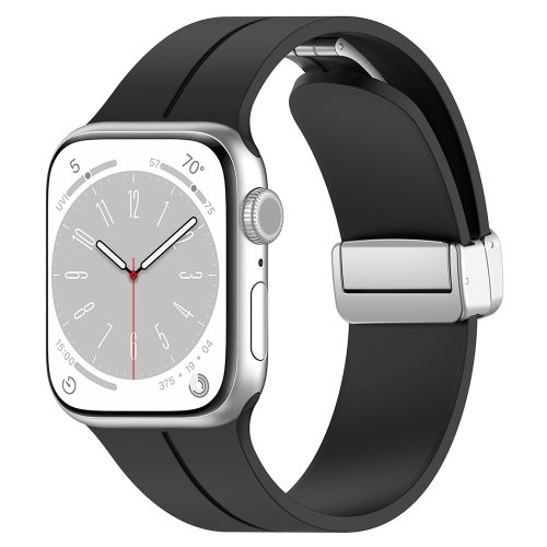 Apple Watch 6 / 7 / 8 / 9 / SE / SE 2 / Ultra / Ultra 2 okosóra szíj, szilikon, fekete, 42/44/45/49mm, Techsuit