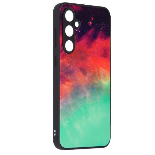 Samsung Galaxy A15 4G/5G kemény hátlap tok, üveg / polikarbonát / TPU tok, tüzes óceán mintás, SM-A155, SM-A156, Techsuit Glaze Fiery Ocean