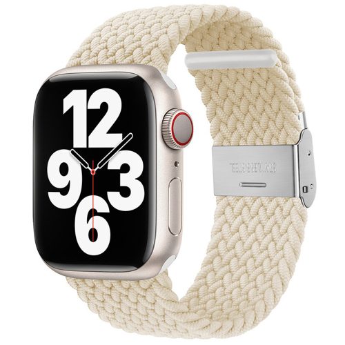 Apple Watch 6 / 7 / 8 / 9 / SE / SE 2 okosóra szíj, szövet, bézs (Star Light), 38/40/41mm, Techsuit