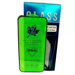   iPhone 15 Pro (6,1") előlapi üvegfólia, robbanásbiztos, fekete, full glue, 9H, 20D