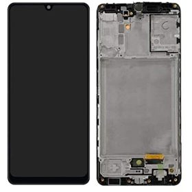   Samsung Galaxy A31 LCD + érintőpanel kerettel, fekete, gyári, SM-A315