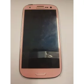   Samsung Galaxy S3 LCD + érintőpanel kerettel, rózsaszín, gyári, SM-I9300