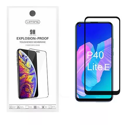 Letang Huawei P40 Lite E előlapi üvegfólia, 0,3mm, fekete, Letang
