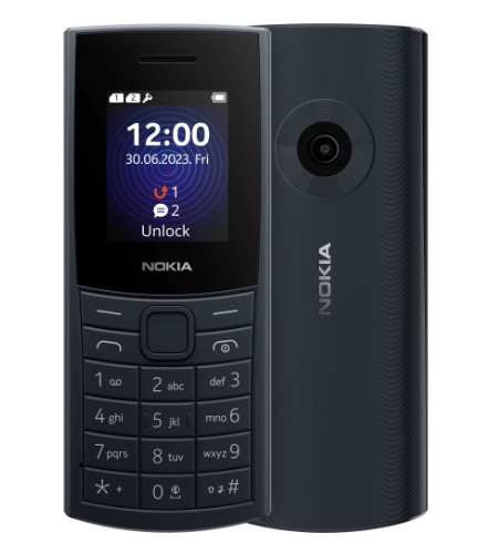 Nokia 110 4G (2023) mobiltelefon, kártyafüggetlen, magyar nyelvű, dual sim, kék (Midnight Blue), TA-1543