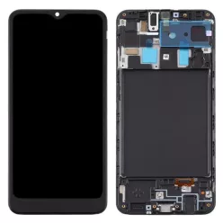   Samsung Galaxy A20 LCD + érintőpanel kerettel, fekete, gyári, SM-A205F, SM-M107