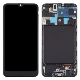   Samsung Galaxy A20 LCD + érintőpanel kerettel, fekete, gyári, SM-A205F, SM-M107