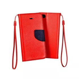   Sony Xperia Z5 Compact telefon tok, könyvtok, oldalra nyíló tok, mágnesesen záródó, piros-sötétkék, Fancy