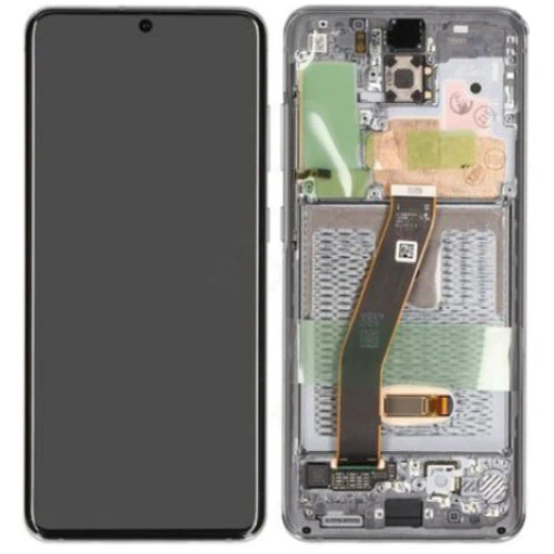 Samsung G985 Galaxy S20 Plus / G986 Galaxy S20 Plus 5G gyári LCD+érintőpanel ezüst kerettel