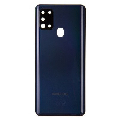 Samsung Galaxy A21s gyári készülék hátlap, bontott, kamera lencsével, fekete, SM-A217