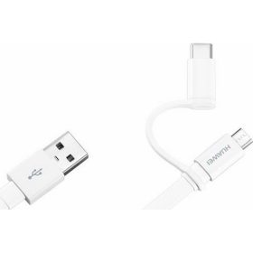   Huawei 2in1 Type-C / micro USB adatkábel, gyári, 1.5M, 2A, fehér, AP55s (CSOMAGOLT)