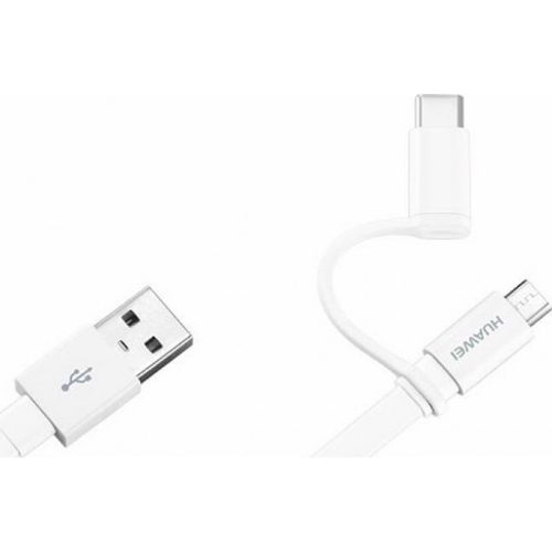 2in1 Type-C / micro USB adatkábel, gyári, 1.5M, 2A, fehér, Huawei AP55s