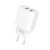 Hálózati töltőfej 2x USB + USB - iPhone 8pin adatkábel, 10W / 2.1A, fehér, XO CE2C