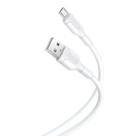   Micro USB gyorstöltő adatkábel, 2.1A, 1M, fehér, XO-NB212