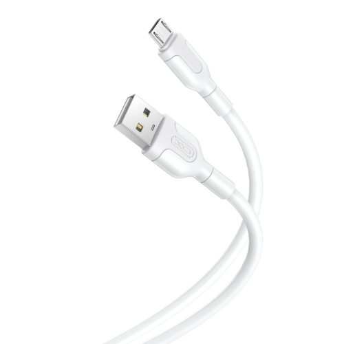 Micro USB gyorstöltő adatkábel, 2.1A, 1M, fehér, XO-NB212