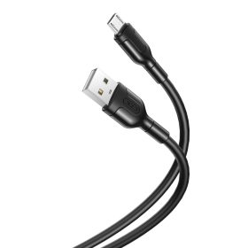   Micro USB gyorstöltő adatkábel, 2.1A, 1M, fekete, XO-NB212