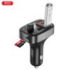 Bluetooth FM transmitter, 2xUSB / 1x Type-C, LED kijelző, TF kártyaolvasó, 50W / 3A, fekete, XO-BCC06