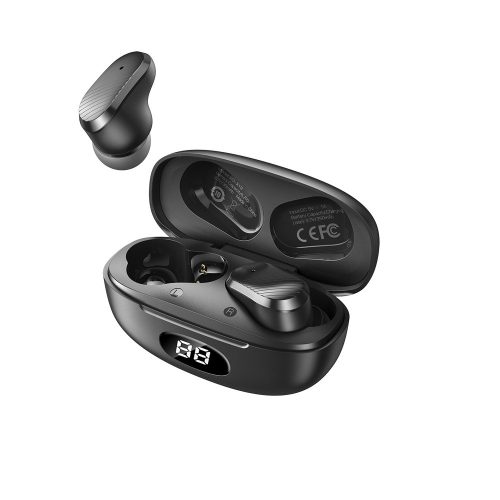 Stereo bluetooth headset vezeték nélküli töltőtokkal, TWS, fekete, XO-X19