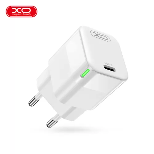 Univerzális hálózati gyors töltőfej, 1xType-C, PD 30W / 3A, fehér, XO CE06