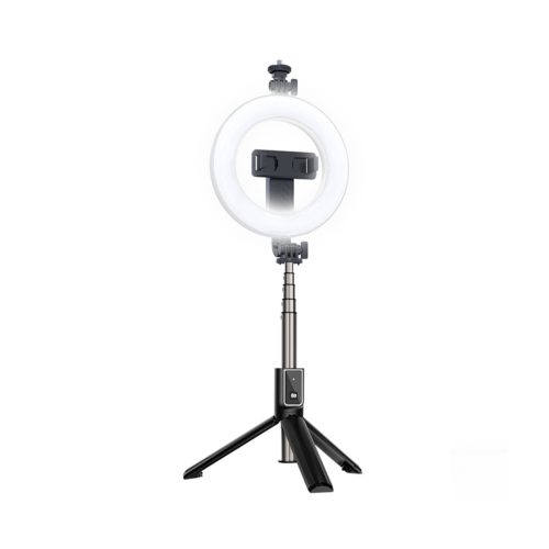 Selfie bot és tripod állvány LED lámpával, bluetooth vezérlés, távirányítóval, fekete, XO-SS12