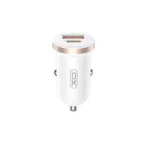   Szivartöltő fej, 1xType-C / 1xUSB, PD 35W / QC 30W, 3A, fehér, XO-CC56