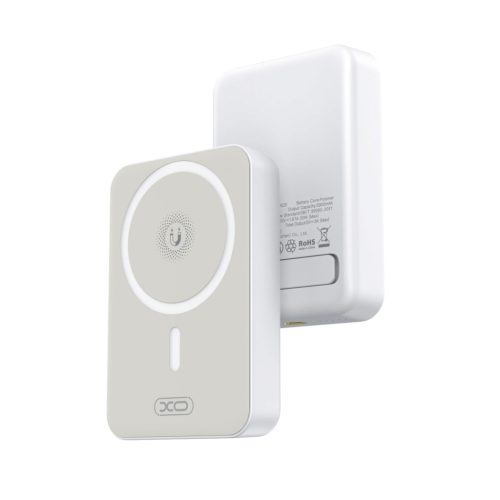 Magsafe / mágneses power bank, 1xType-C, 10000 mAh, 20W / 3A, fehér, kitámasztható, XO PR231