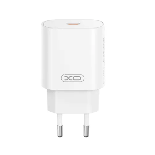 Hálózati töltőfej Type-C + Type-C - Type-C adatkábel, 3A / 25W, fehér, XO-CE25