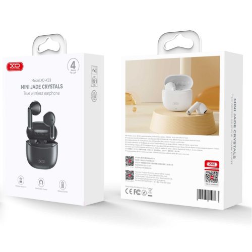 Stereo bluetooth headset vezeték nélküli töltőtokkal, TWS, fekete, XO X33