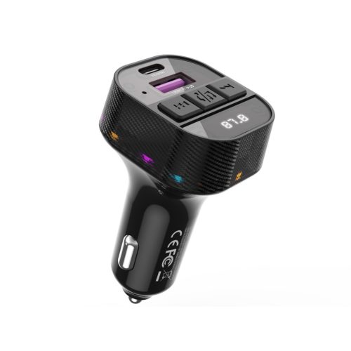 Bluetooth FM transmitter, 1xUSB / 1xType-C, PD, 3A / 30W, BT5.3, fekete, XO-BCC17