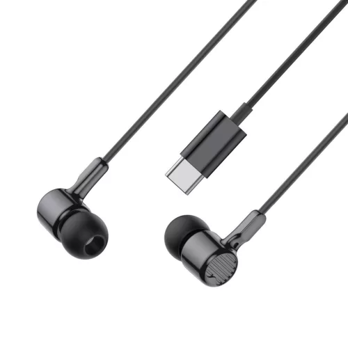 Stereo headset Type-C csatlakozóval, hangerőszabályzós / mikrofonnal, fekete, XO EP81