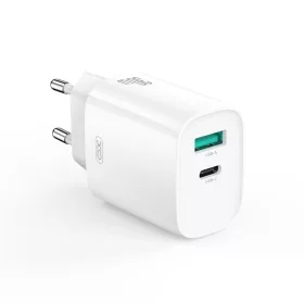   Hálózati gyors töltőfej, 1xType-C / 1xUSB, 30W, fehér, XO-CE30