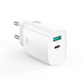   Hálózati gyors töltőfej, 1xType-C / 1xUSB, 30W, fehér, XO-CE30
