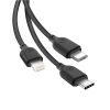 XO NB103 3in1 iPhone 8pin Type-C Micro USB fekete adatkábel 1m 2.1A