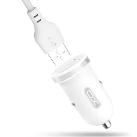   XO TZ08 fehér szivartöltő fej 2USB + micro USB kábel 2.1A