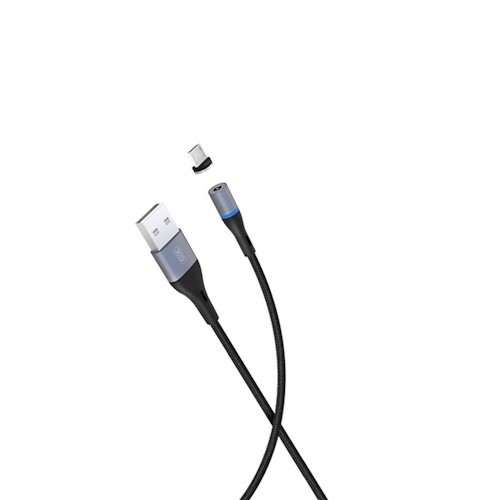 XO NB125 mico usb fekete mágneses szövet adatkábel 1m 2A