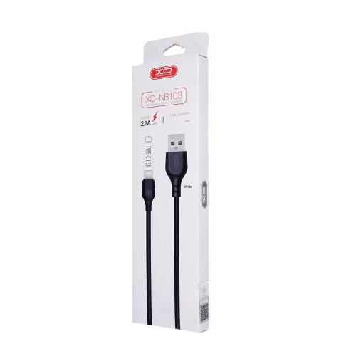 Type-C adatkábel, 2M, 2.1A / 12W, fekete, XO NB103