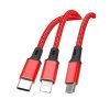 XO NB173 3in1 iPhone 8pin-Type-C Micro USB piros adatkábel 1.2m 2.4A