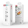 Hálózati hosszabbító elosztó, 2x EU / UK / USA, 3x USB port, fehér, 1.8m, XO WL04