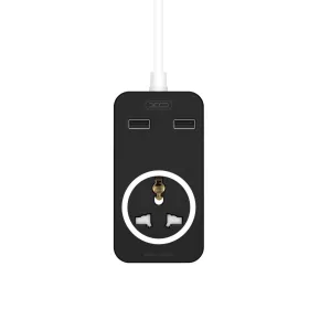   Hálózati hosszabbító elosztó, 1x aljzat, 2xUSB, fekete, 1.8m, XO WL03 EU