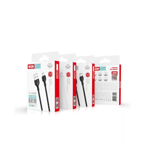 Micro USB gyorstöltő adatkábel, fekete, 1M, 2.1A, XO-NB200