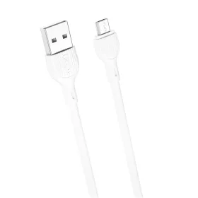   Micro USB gyorstöltő adatkábel, fehér, 1M, 2.1A, XO-NB200