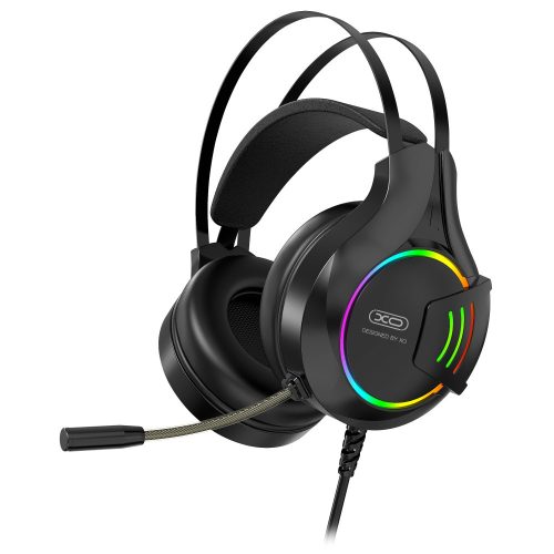 XO GE-04 fekete gamer sztereó fejhallgató mikrofonnal (3,5mm jack)