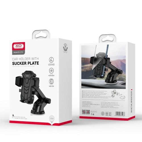 Szélvédőre / műszerfalra helyezhető autós tartó, 360° fordítható, 4-7", fekete, XO-C76