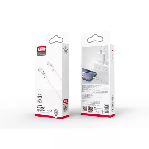Type-C - iPhone 8pin gyorstöltő adatkábel, fehér, 1M, 20W, XO-NB-Q189A