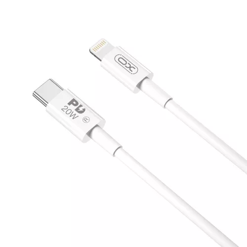 Type-C - iPhone 8pin gyorstöltő adatkábel, 20W, 2M, fehér, XO NB-Q189B