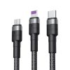 3in1 adatkábel, Micro USB / Type-C / iPhone 8pin, gyorstöltés, 40W, 1.2M, fekete, XO NB-Q191