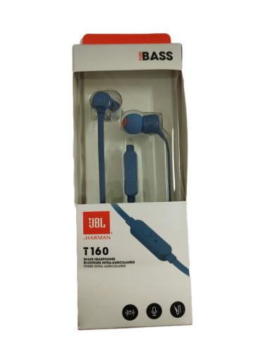 JBL Tune 160 vezetékes stereo headset, 3.5mm jack csatlakozó, mikrofonnal, kék