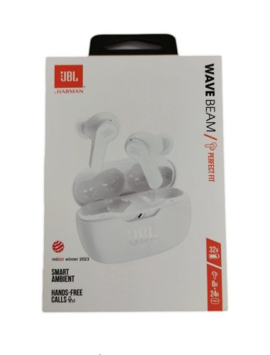 JBL Wave Beam stereo bluetooth headset vezeték nélküli töltőtokkal, TWS, fehér