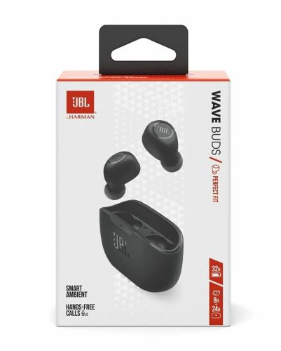 JBL Wave Buds stereo bluetooth headset vezeték nélküli töltőtokkal, TWS, fekete