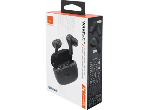 JBL Wave 200 stereo bluetooth headset vezeték nélküli töltőtokkal, TWS, fekete
